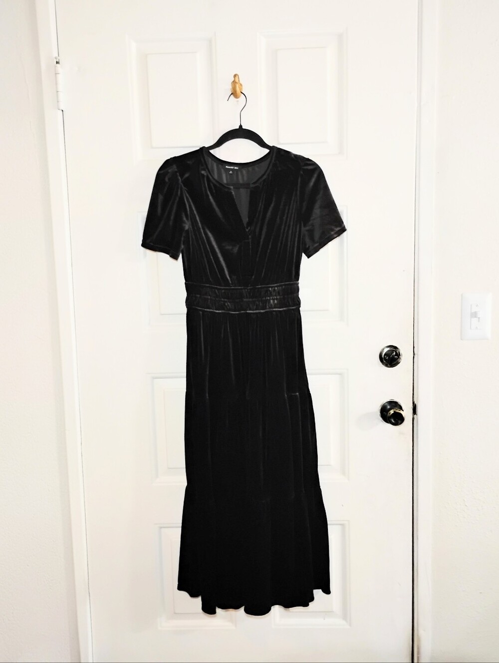 Anthropology Smock Black Velvet Whimsy Goth Tiered Maxi Dress Small Medium - Picture 6 of 7